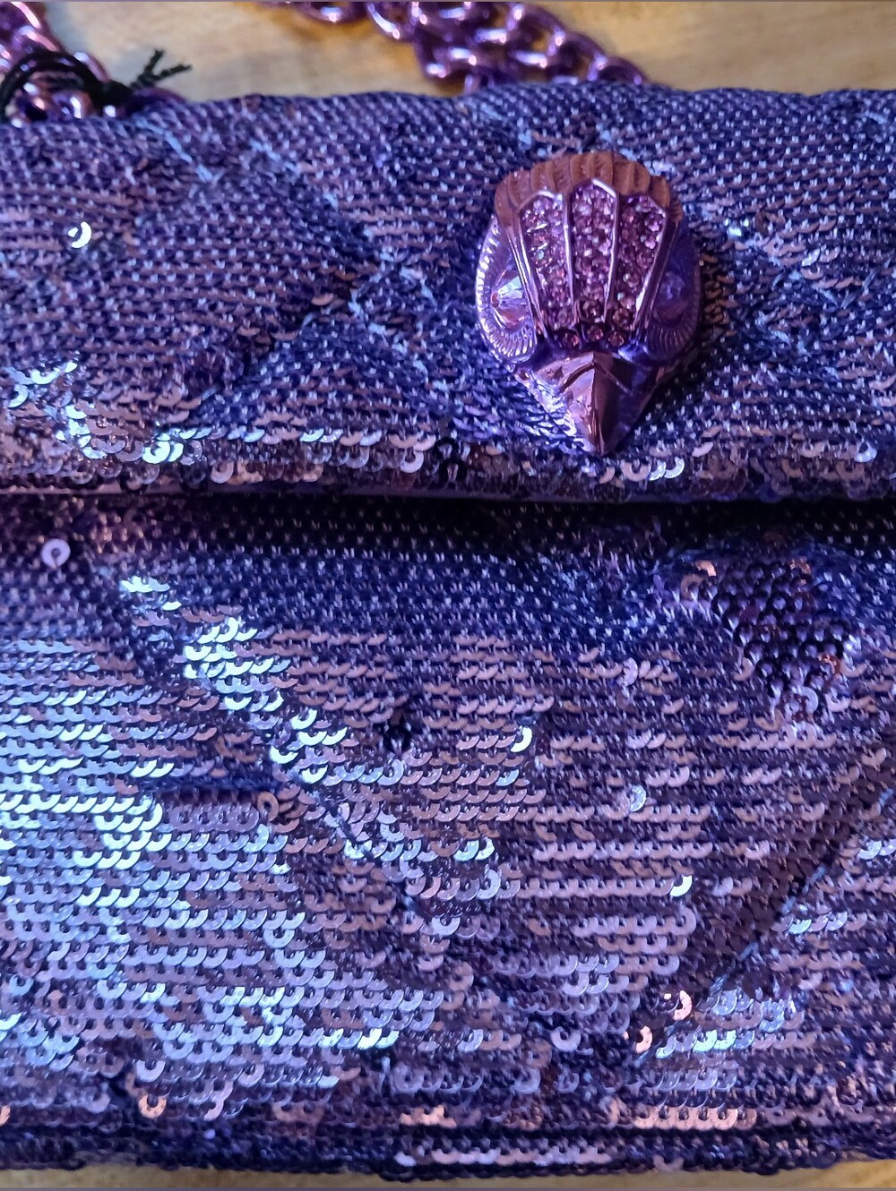Kurt Geiger NWT Purple Sequin Kensington & Dustbag STUNNING & RARE - Picture 9 of 10